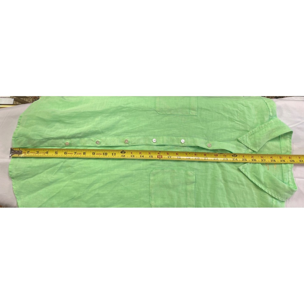 Lilly Pulitzer Sea View Green Linen Button Up Shirt Coastal Resort Preppy XL - Picture 11 of 15